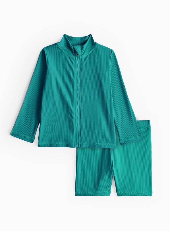 Green Textured Rash Vest & Swim Shorts Set 12-18 months