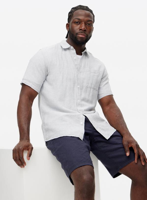 Striped Textured Linen Blend Shirt XXXL