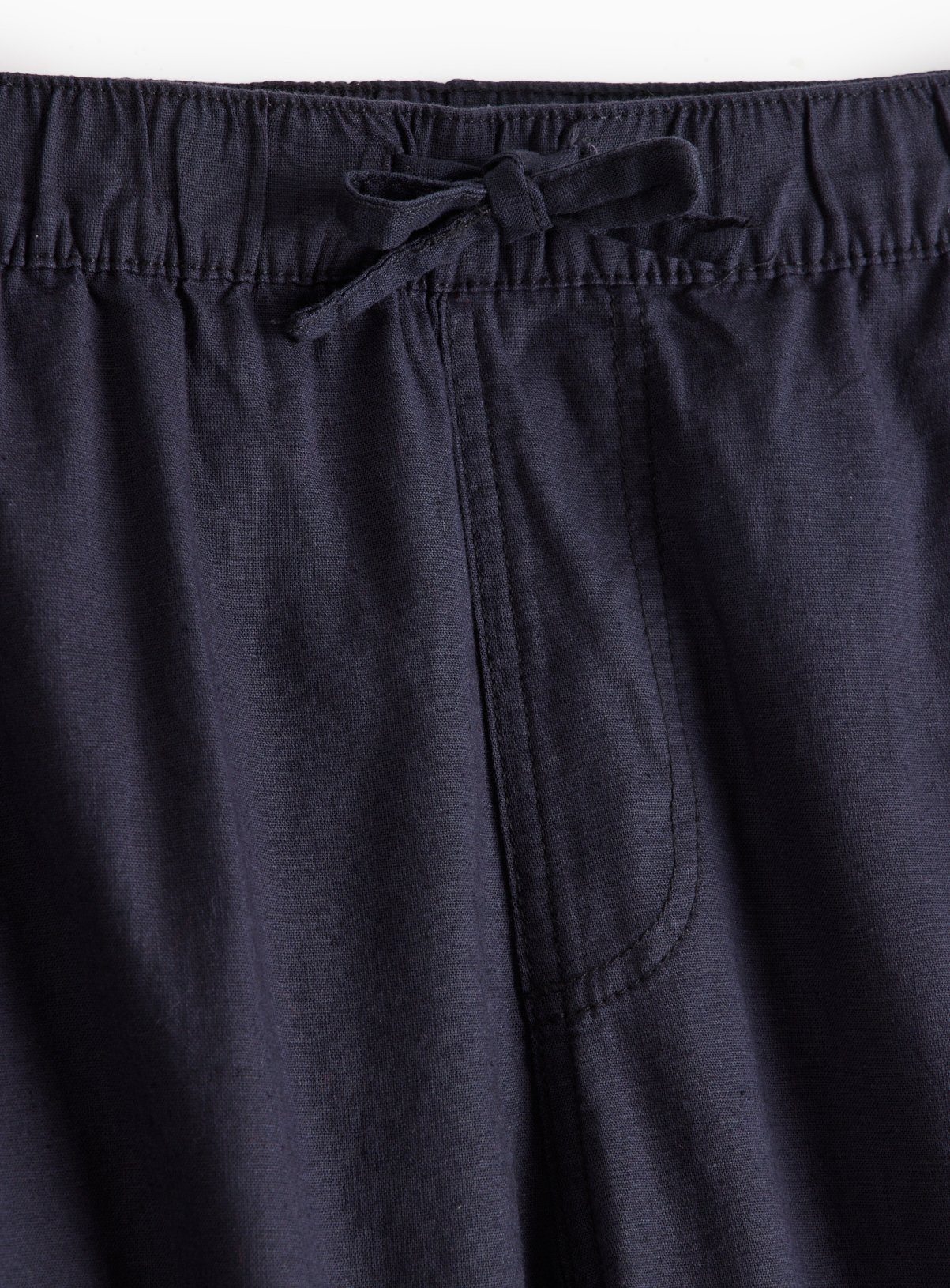 Navy Linen Blend Straight Leg Trousers 34S - Image 4 thumbnail