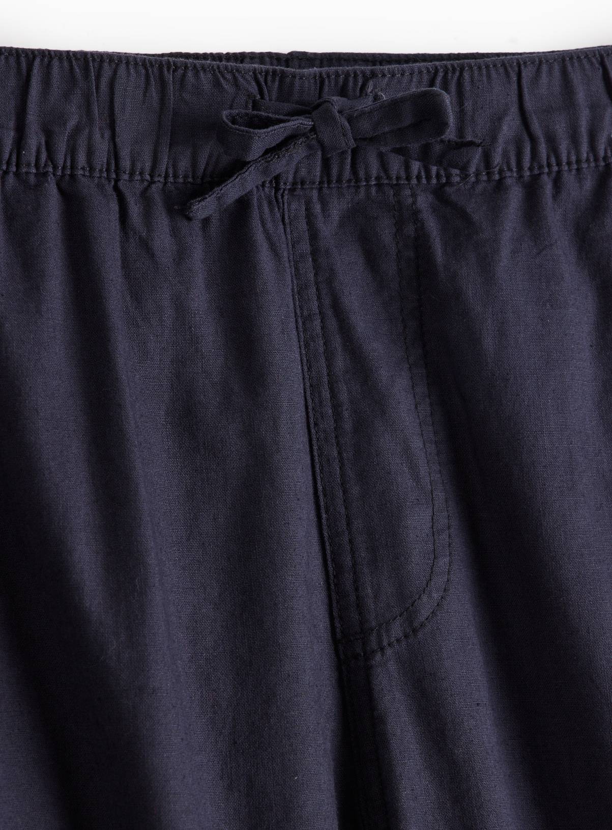 Navy Linen Blend Straight Leg Trousers 34S - Image 4