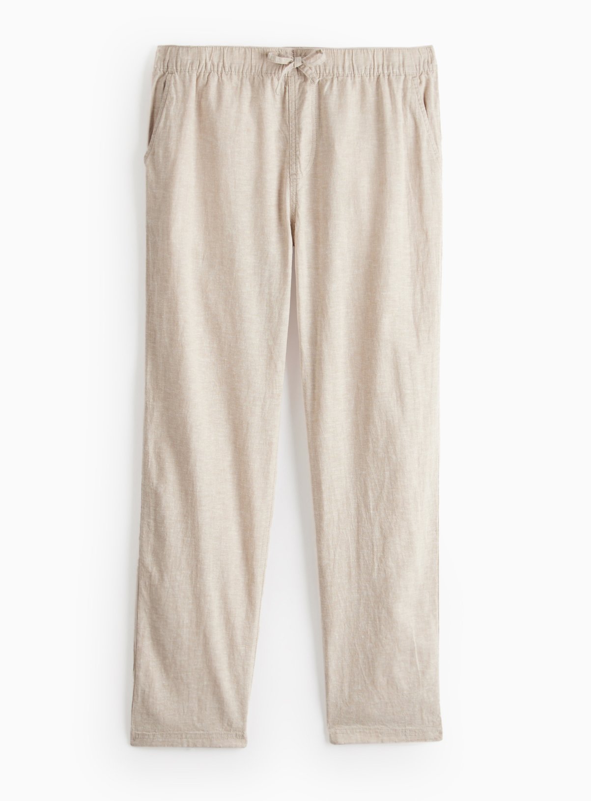 Stone Linen Blend Straight Leg Trousers 44S - Image 3 thumbnail