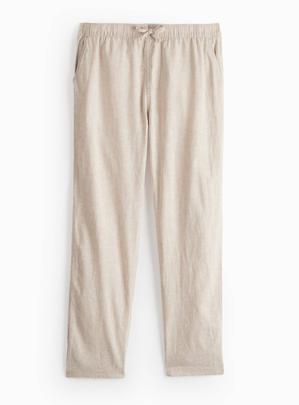Stone Linen Blend Straight Leg Trousers 44S - Image 3