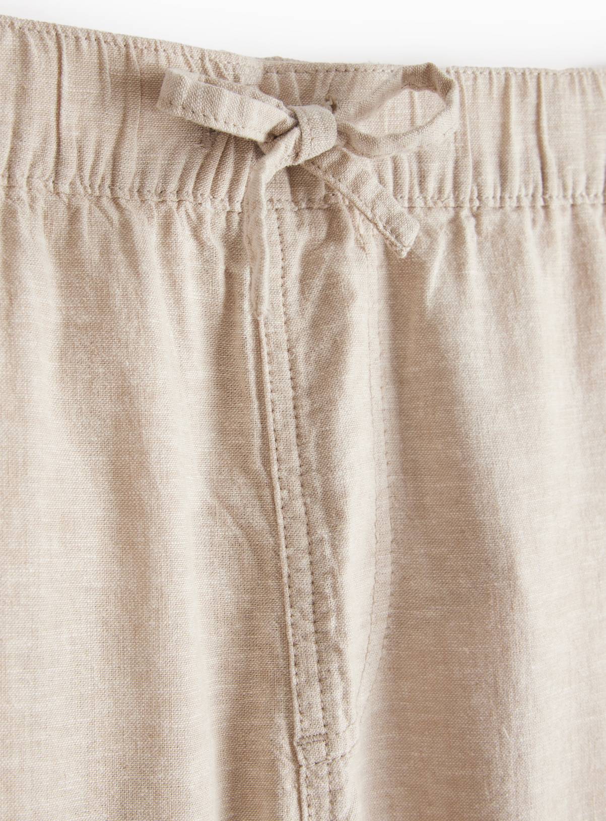 Stone Linen Blend Straight Leg Trousers 44S - Image 4