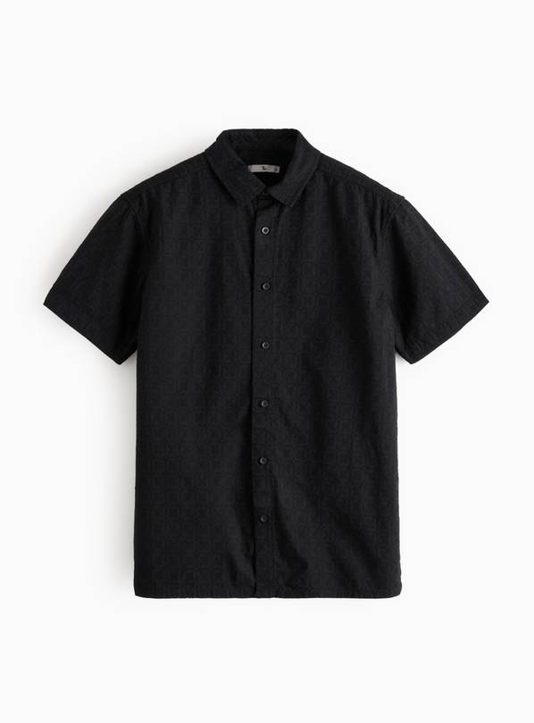 Black Short Sleeve Broderie Shirt XXXXL