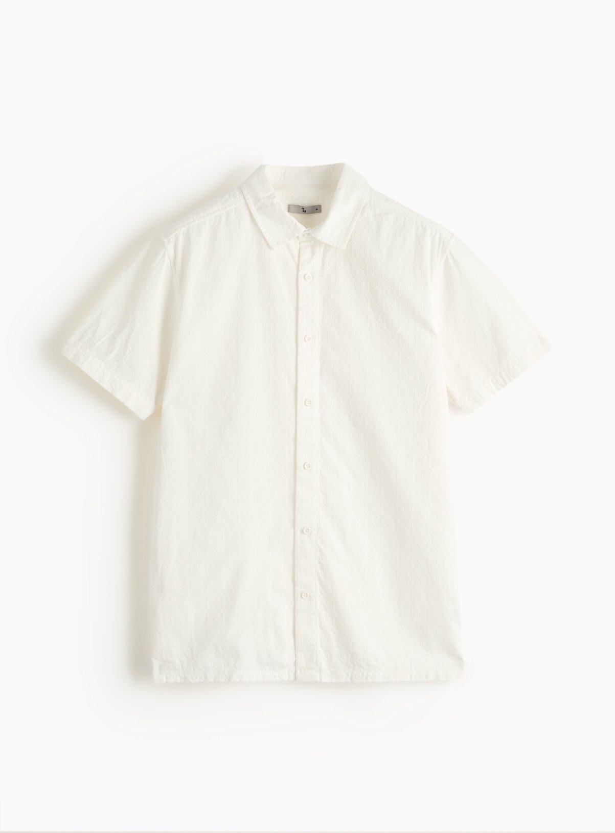 White Short Sleeve Broderie Shirt XL - Image 3 thumbnail