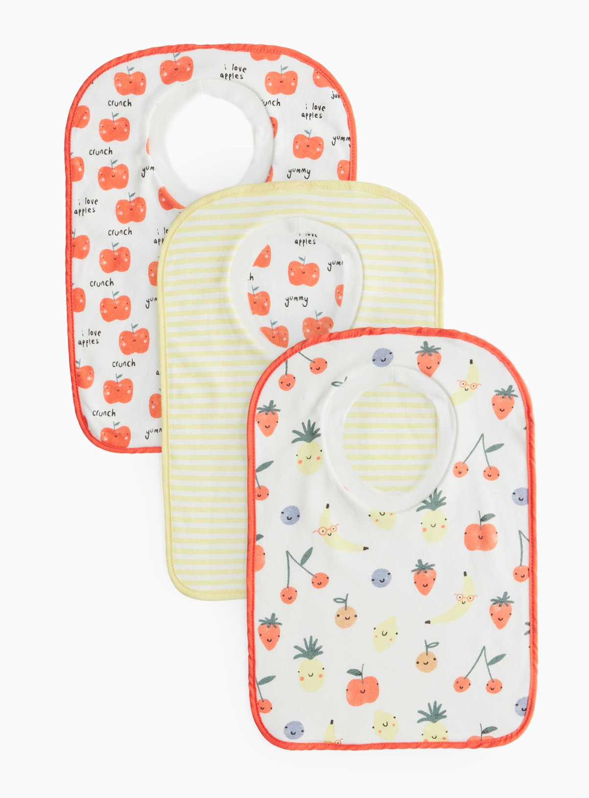 Red Red Fruit Printed Popover Bibs 3 Pack One Size - Tu by Sainsbury's