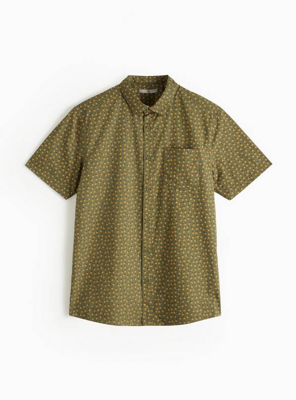 Khaki Pineapple Print Short Sleeve Shirt L