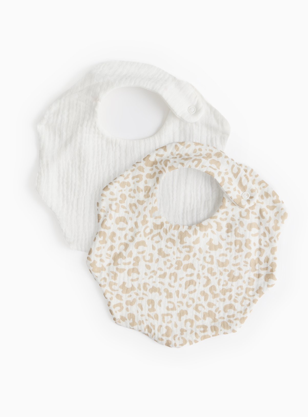 Cream Cream Scallop Trim Cotton Bibs 2 Pack One Size - Tu by Sainsbury's