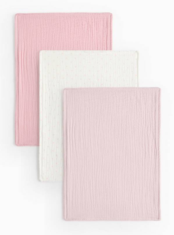 Pink Dribble Cloths 3 Pack One Size