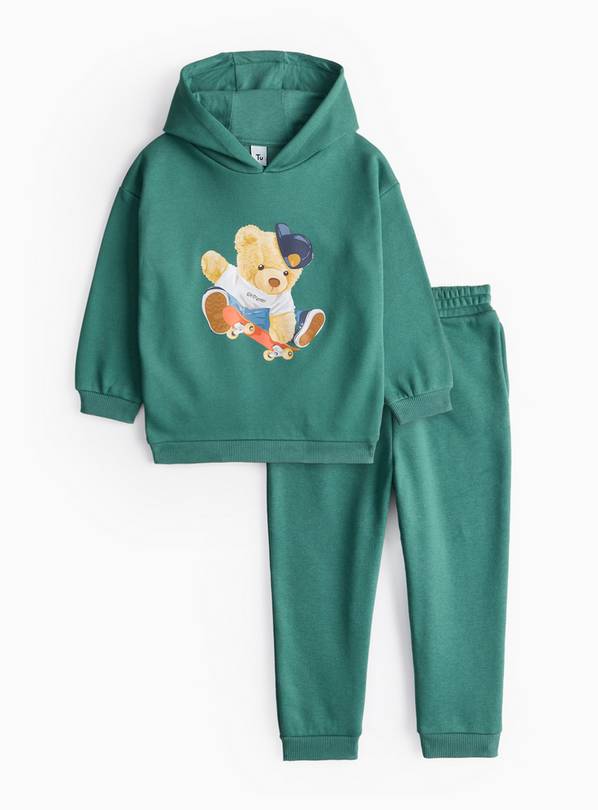 Green Teddy Bear Hoodie & Joggers Set 1-2 years