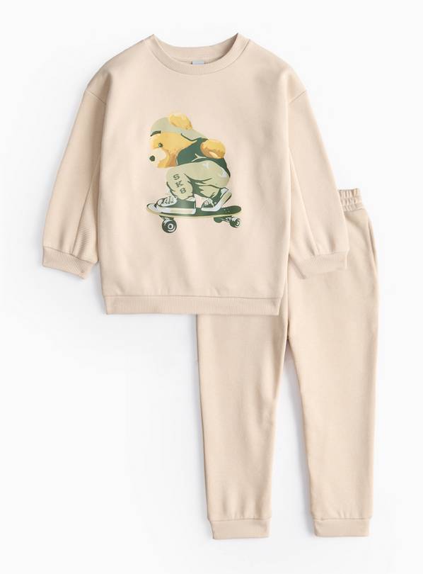 Teddy Bear Graphic Stone Sweatshirt & Joggers Set 1-2 years