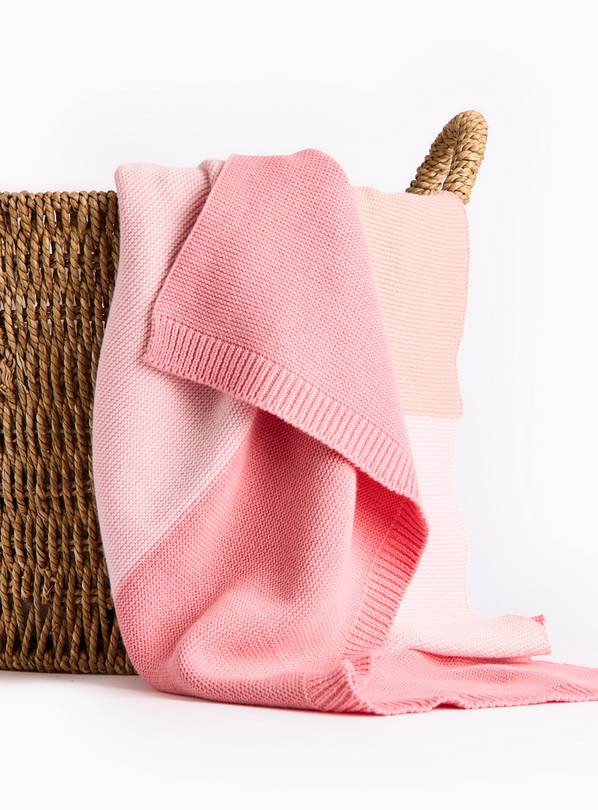 Pink Stripe Knitted Blanket One Size