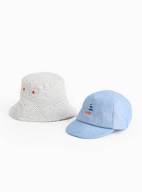 Nautical Theme Bucket Hat & Cap 2 Pack Newborn