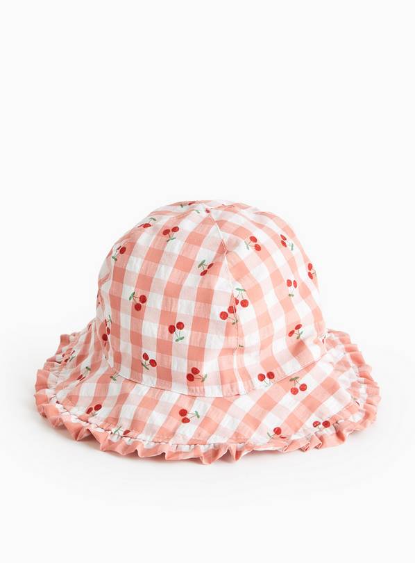 Pink Cherry Gingham Sun Hat 1-2 years