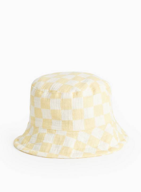 Yellow Chequered Print Bucket Hat 6-12 months