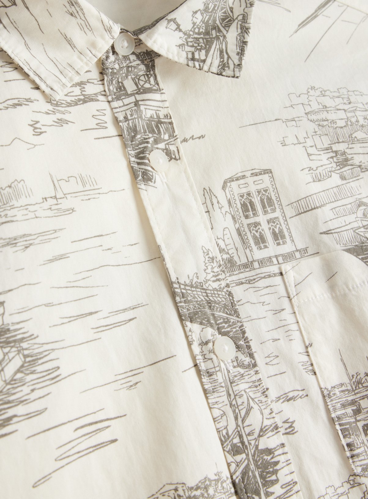 Sketch Scenic Print Slim Fit Short Sleeve Shirt XL - Image 4 thumbnail