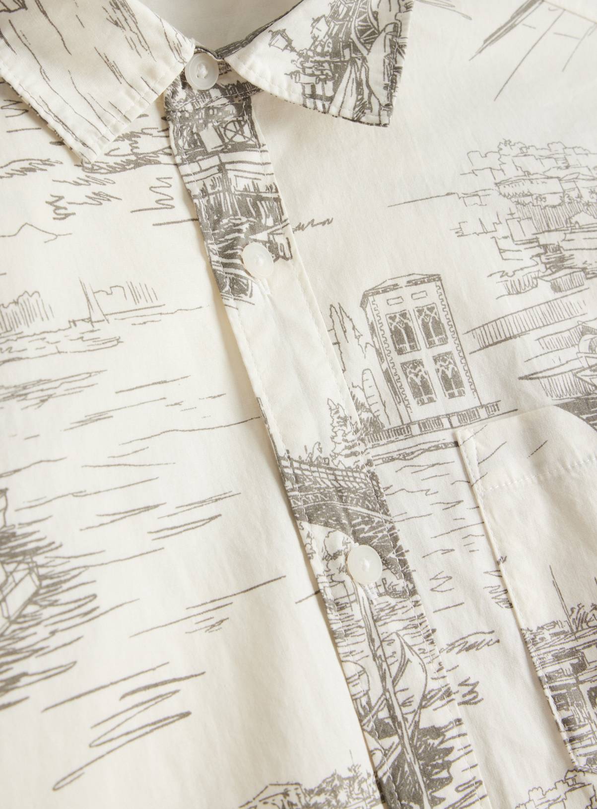 Sketch Scenic Print Slim Fit Short Sleeve Shirt XL - Image 4