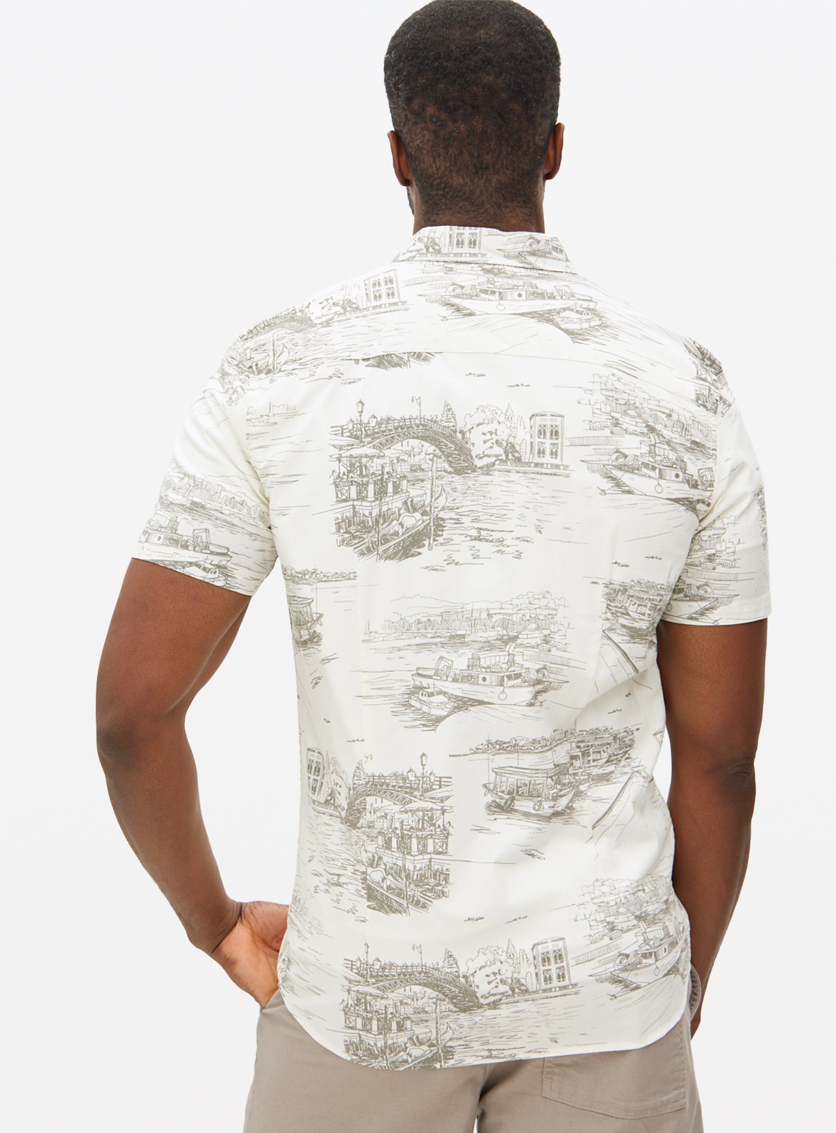 Sketch Scenic Print Slim Fit Short Sleeve Shirt XL - Image 5 thumbnail