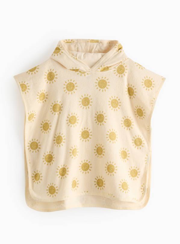 Pale Yellow Sun Print Towel Poncho One Size