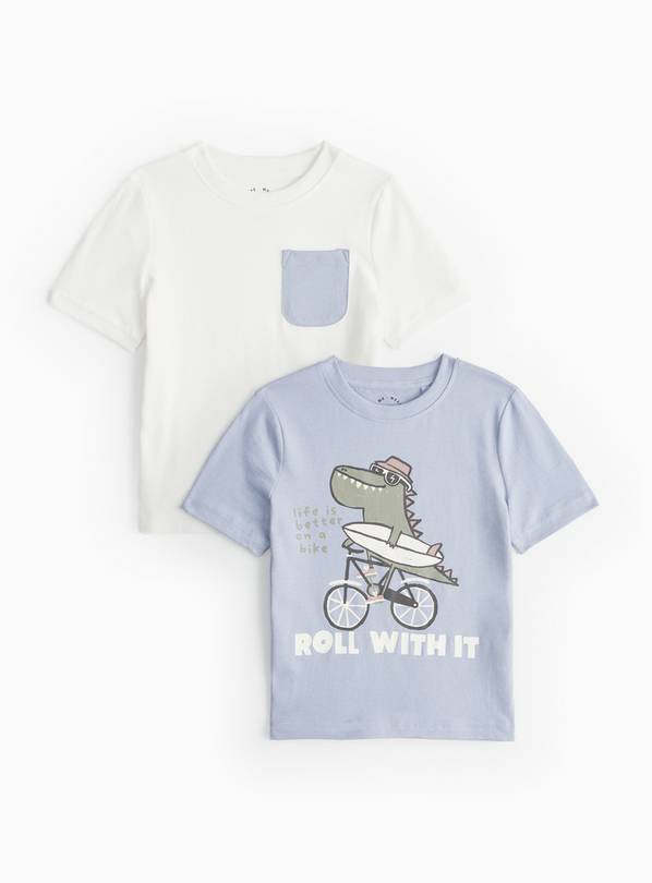 Blue & White T-Shirt 2 Pack 1-2 years