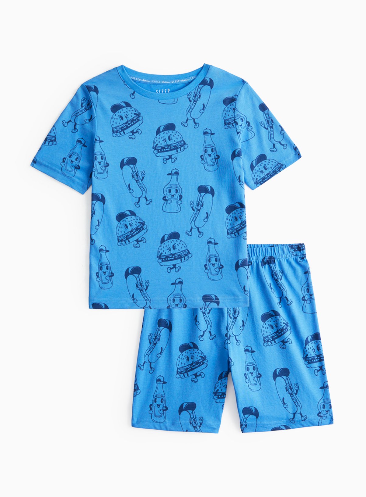 Blue Food Characters Print Pyjamas 10-11 years