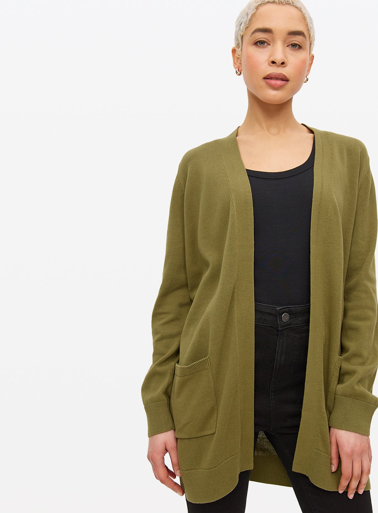 Khaki Pocket Longline Cardigan 12 - Image 1 thumbnail