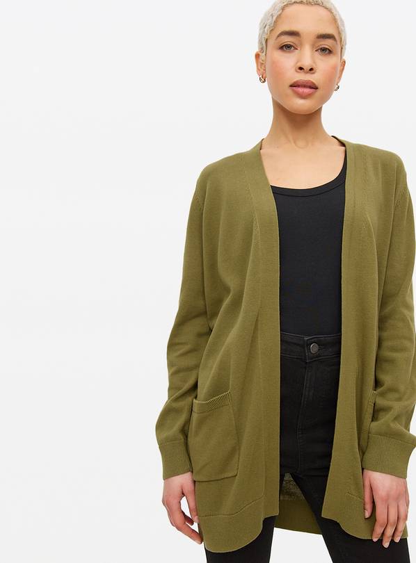 Khaki Pocket Longline Cardigan 10