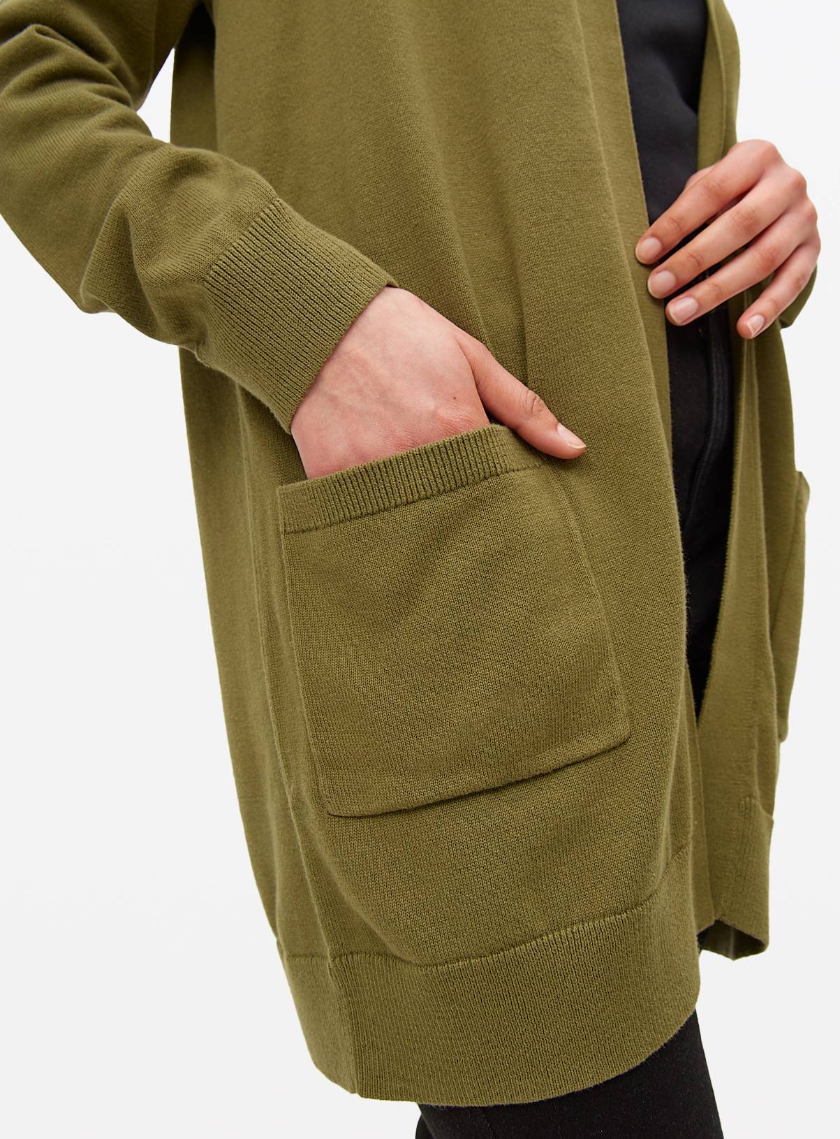 Khaki Pocket Longline Cardigan 12 - Image 3