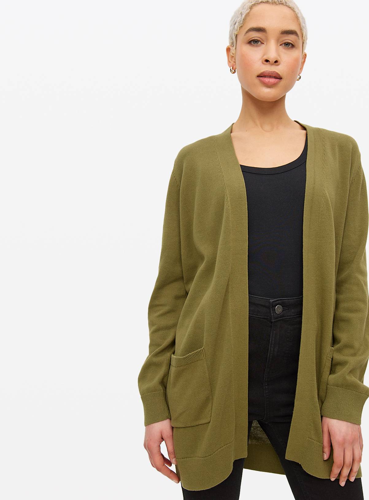 Khaki Pocket Longline Cardigan 6 - Image 1
