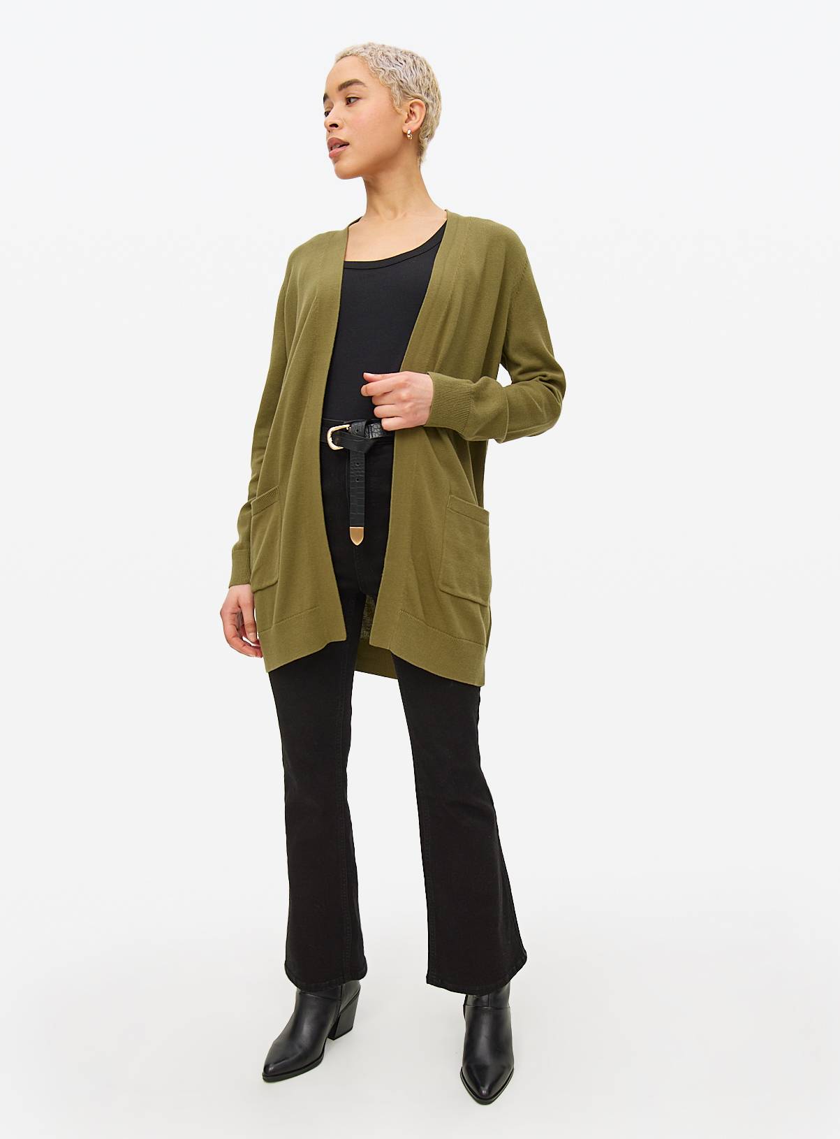 Khaki Pocket Longline Cardigan 6 - Image 2