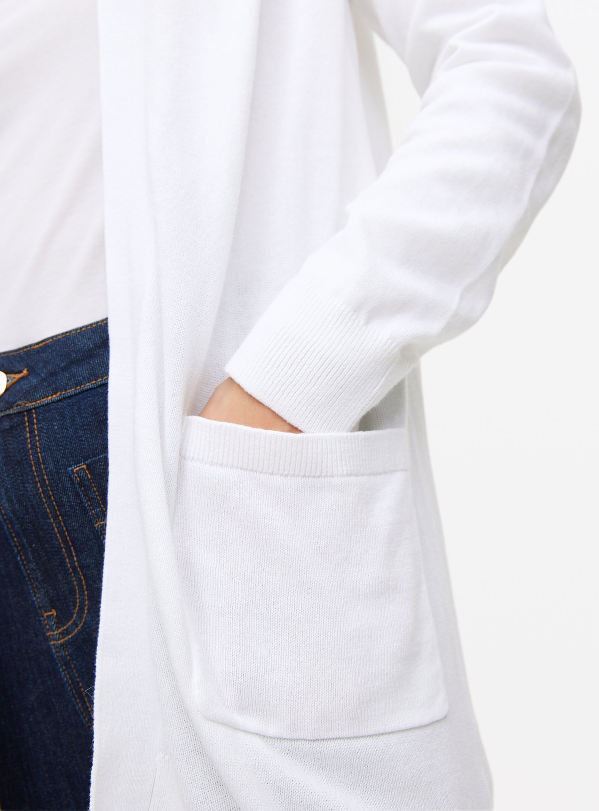 White Pocket Longline Cardigan 16 - Image 2 thumbnail