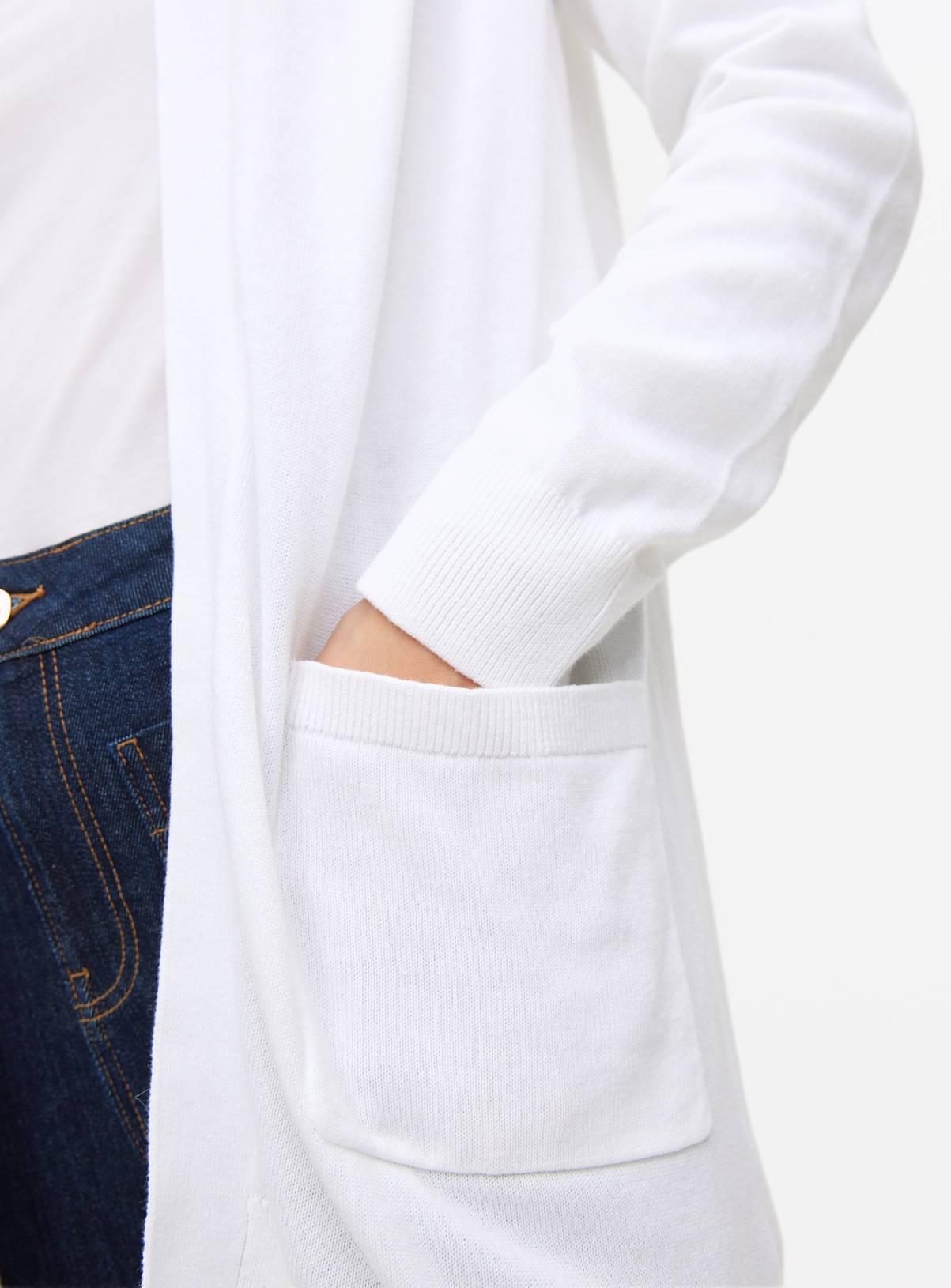White Pocket Longline Cardigan 16 - Image 2