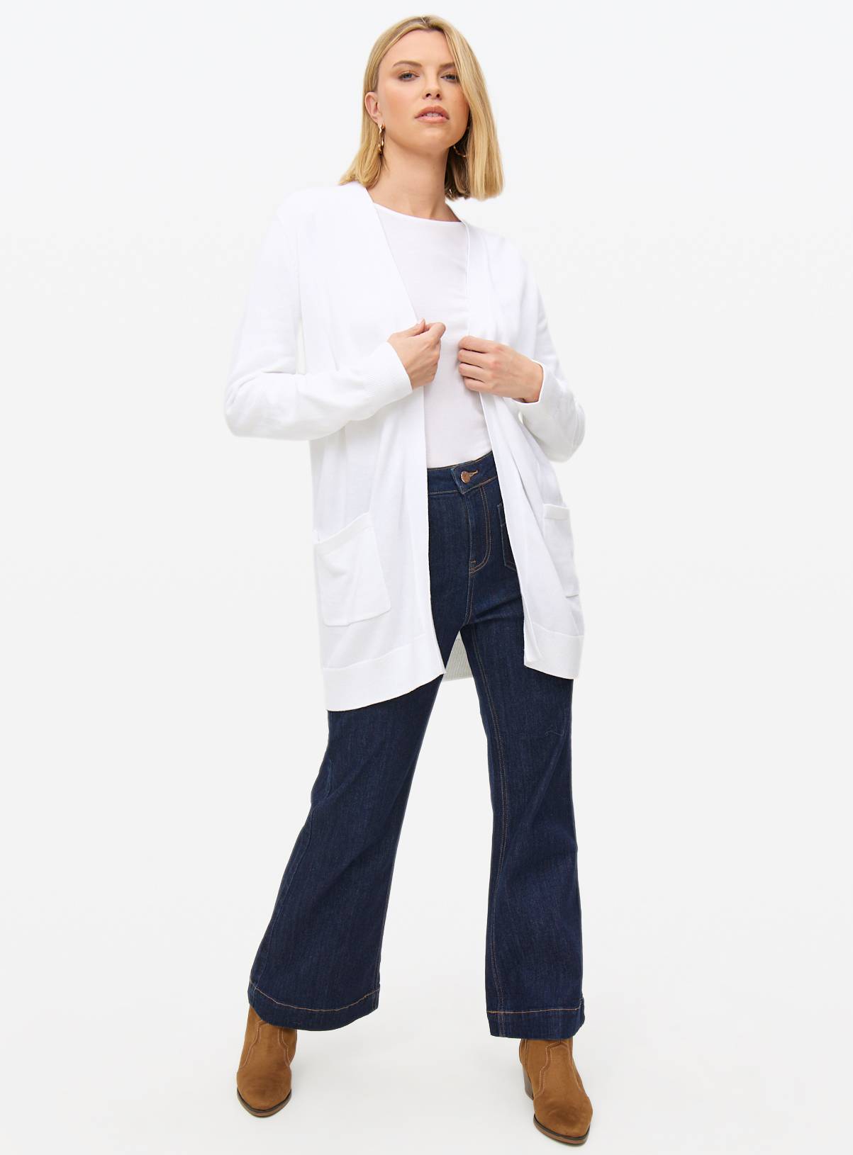 White Pocket Longline Cardigan 16 - Image 3