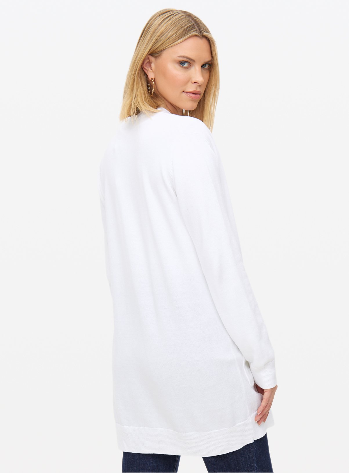 White Pocket Longline Cardigan 16 - Image 4 thumbnail