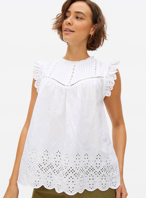 White Broderie Sleeveless Shell Top  18