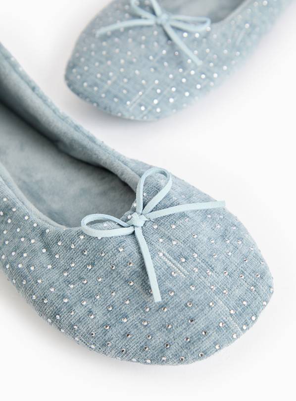 Blue Diamante Ballerina Slippers 5