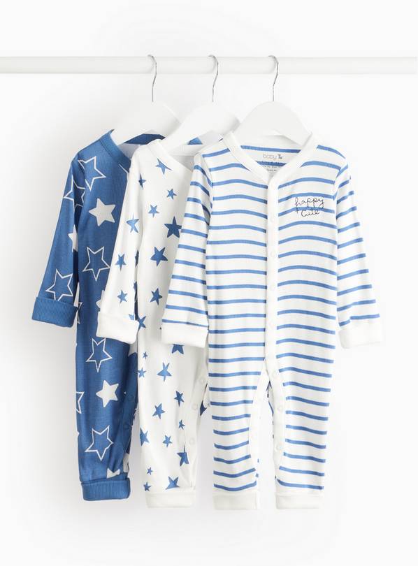 Blue Star & Stripe Sleepsuit 3 Pack Up to 3 mths