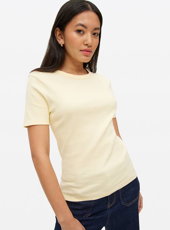 Yellow Ribbed Crew Neck T-Shirt 16