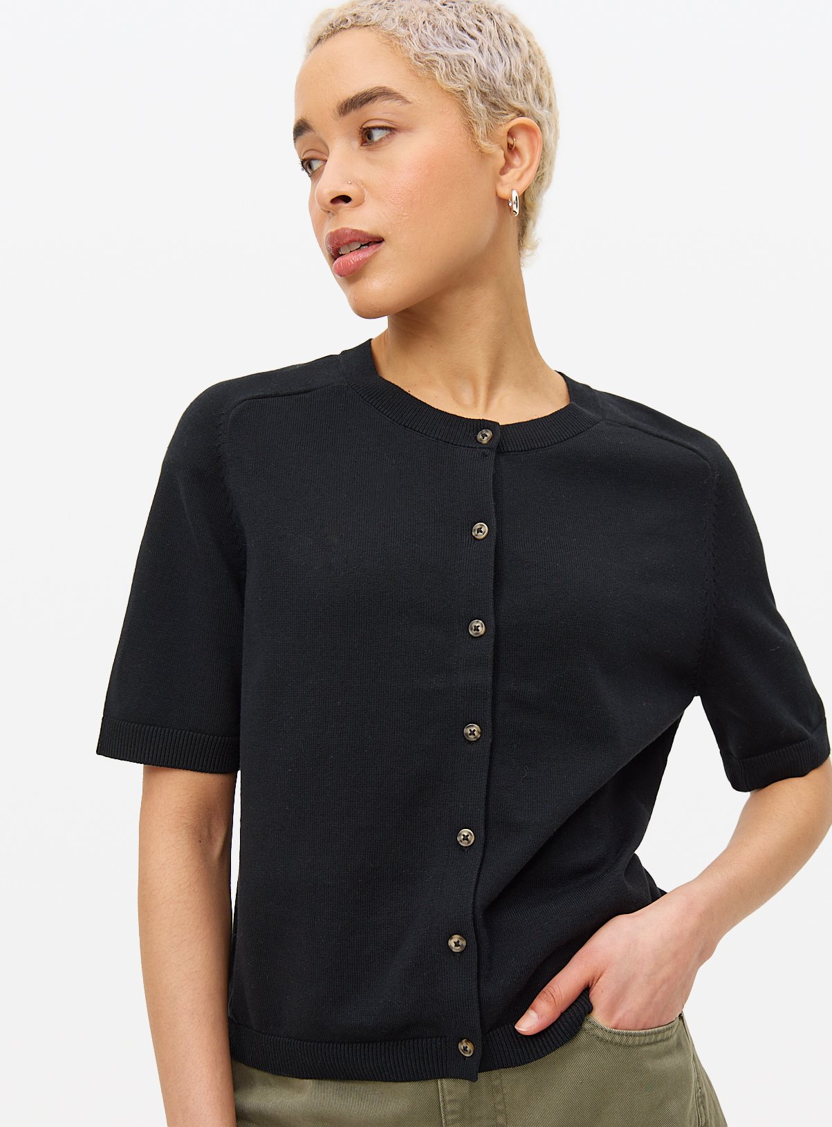 Black Raglan Short Sleeve Cardigan 10 - Image 1 thumbnail