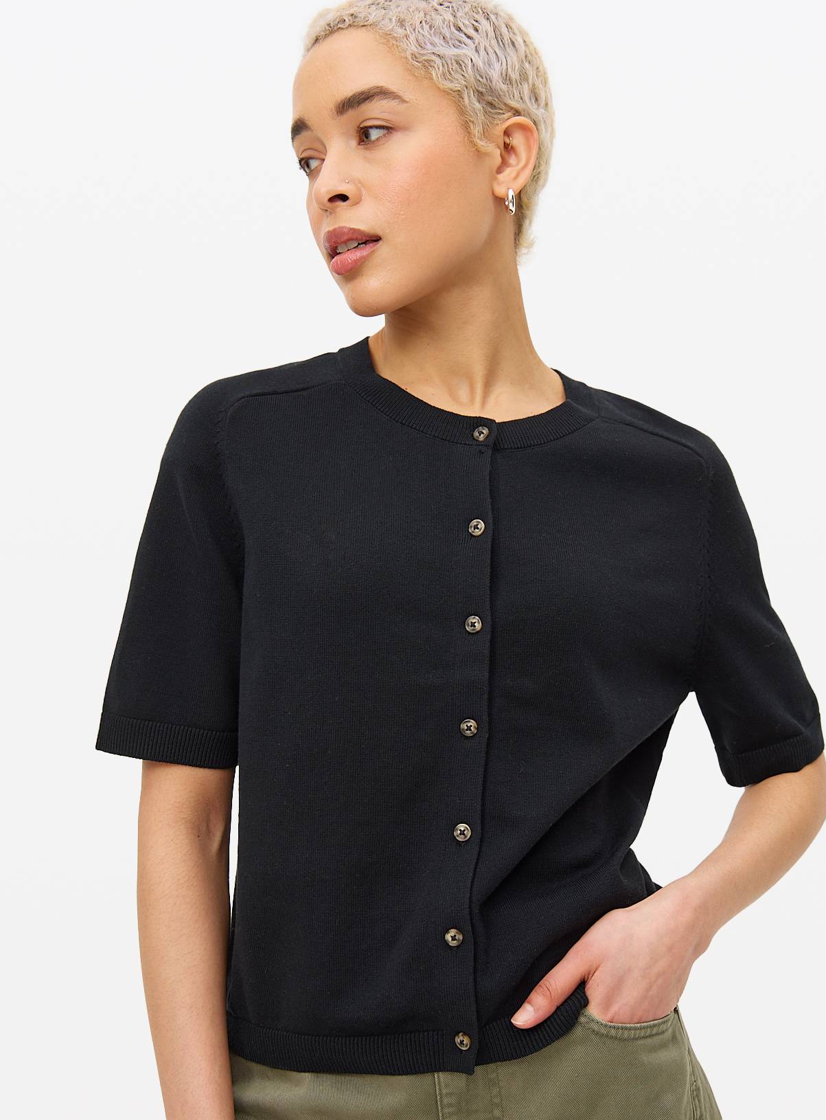 Black Raglan Short Sleeve Cardigan 10 - Image 1