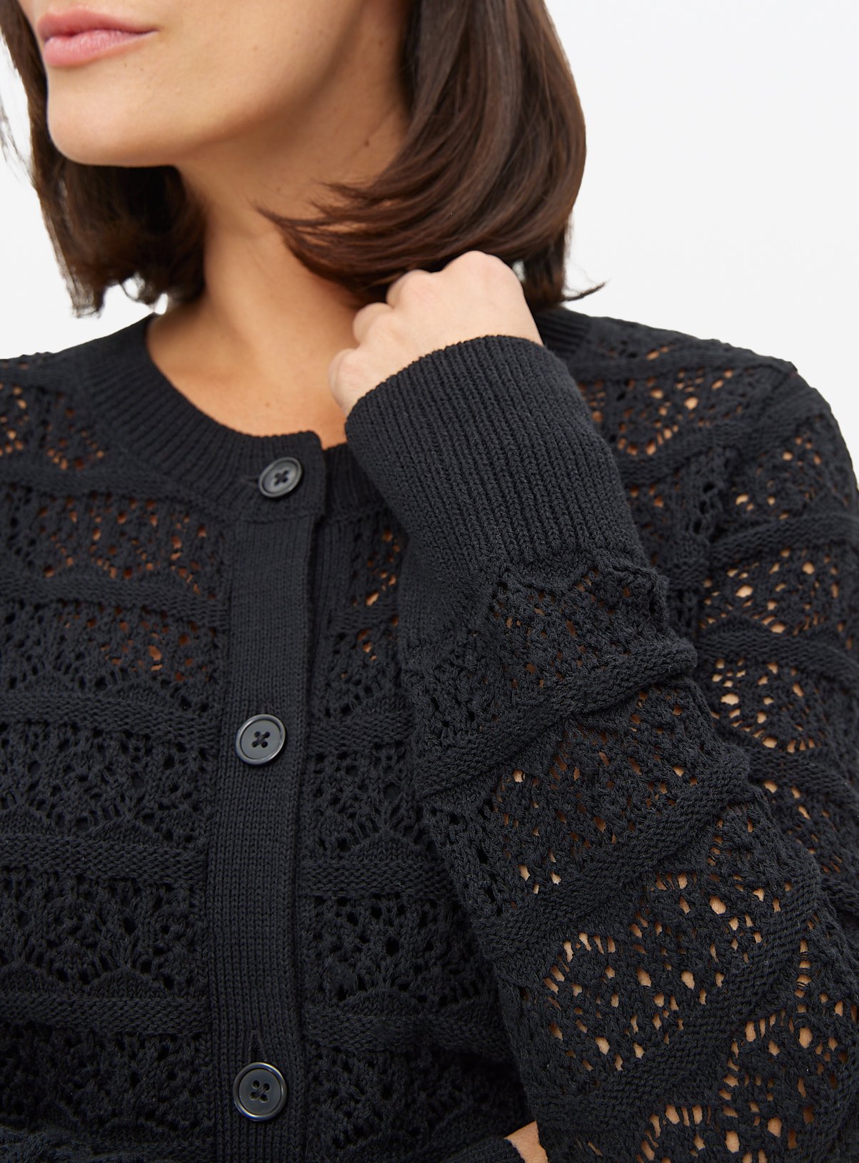 Black Pointelle Stripe Cardigan 10 - Image 2 thumbnail