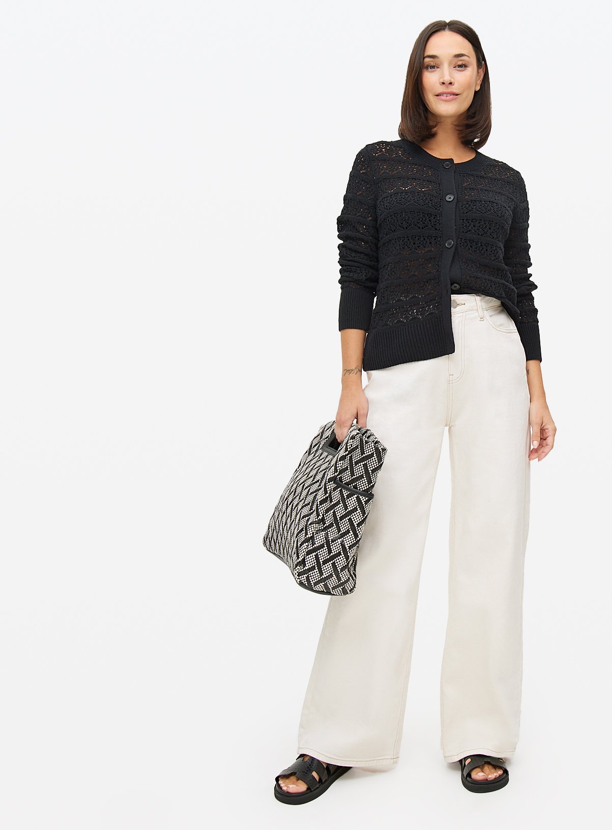 Black Pointelle Stripe Cardigan 10 - Image 3 thumbnail