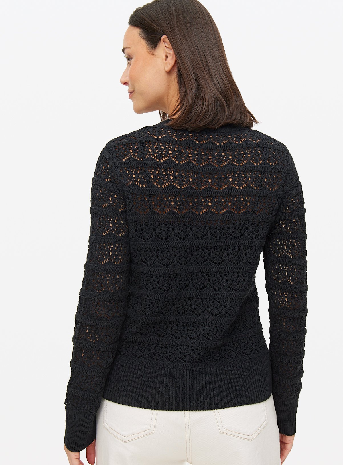 Black Pointelle Stripe Cardigan 10 - Image 4 thumbnail