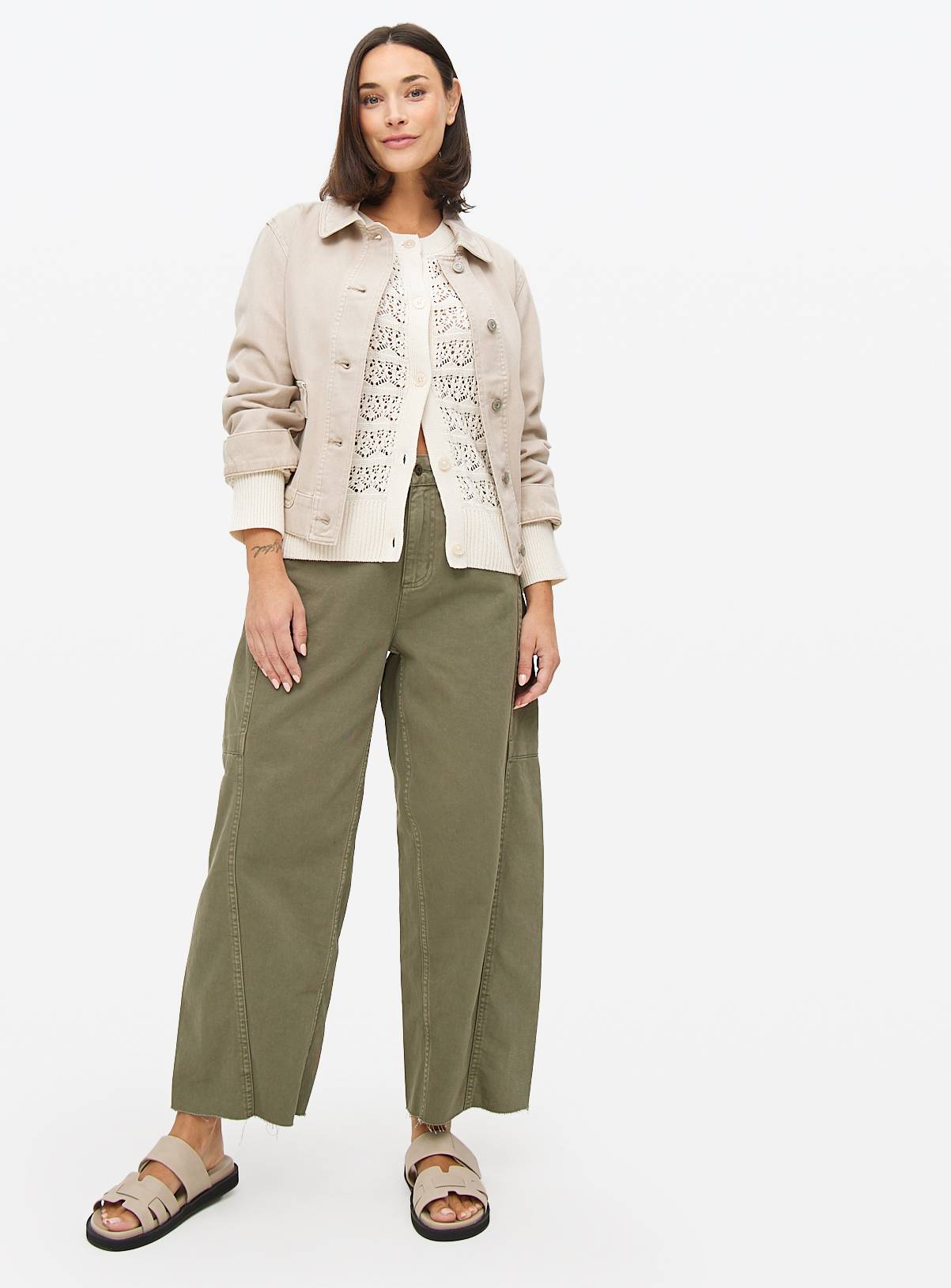 Neutral Pointelle Stripe Cardigan  18 - Image 2