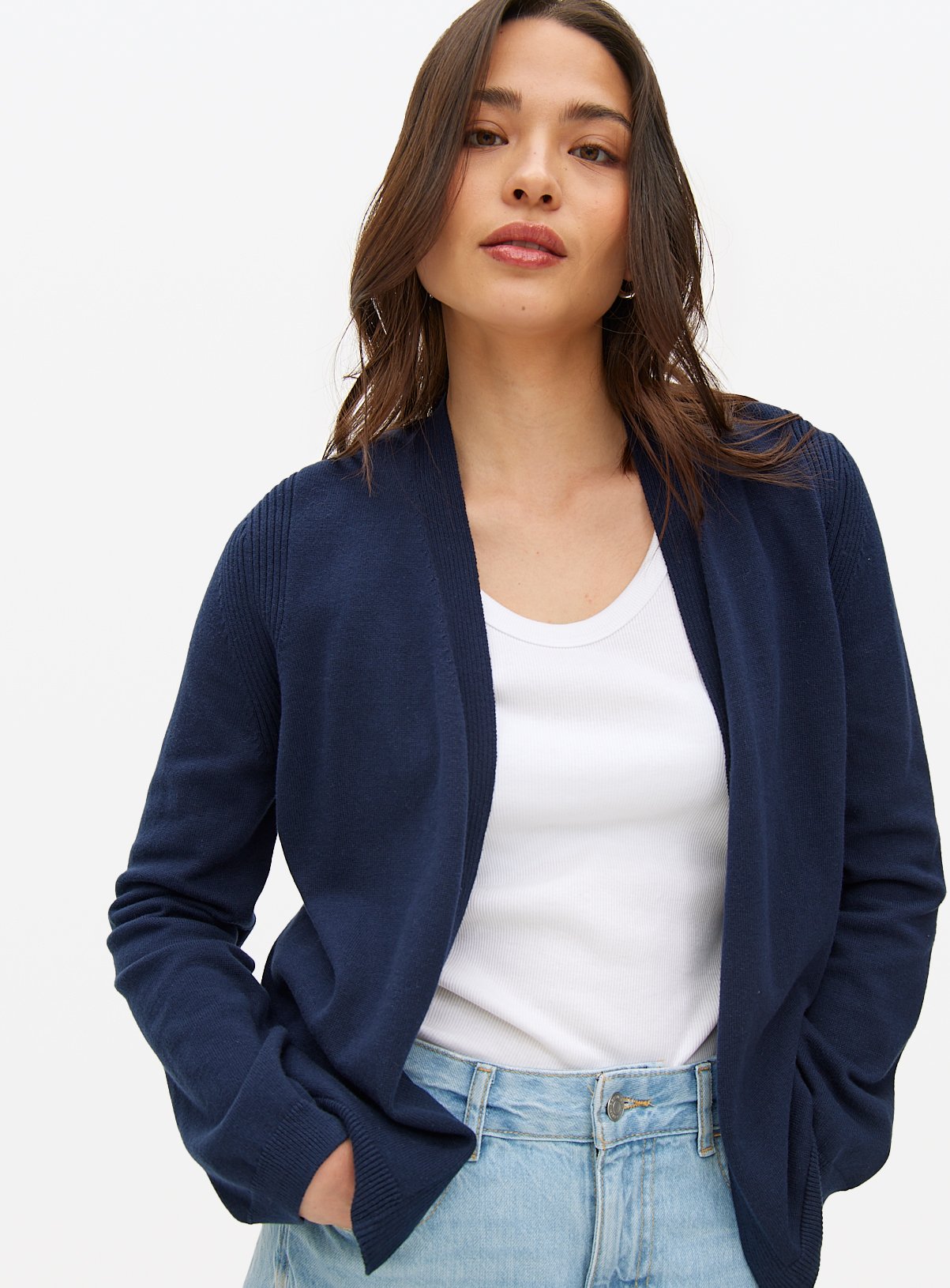 Navy Core Cropped Cardigan 8 - Image 1 thumbnail