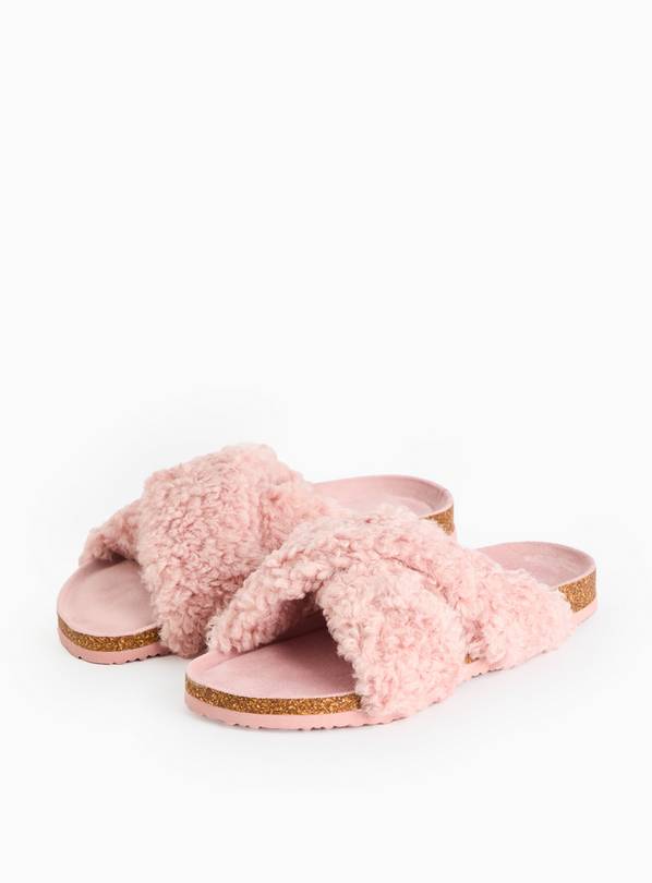 Pink Crossover Borg Slippers S