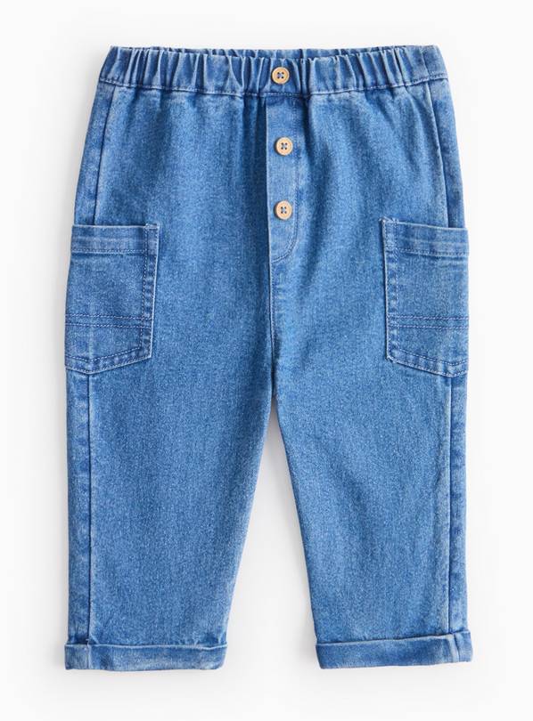 Blue Denim Button Jeans 9-12 months