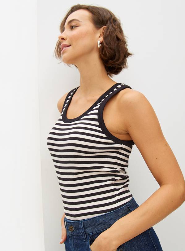 Black Stripe Ribbed Scoop Neck Vest  8