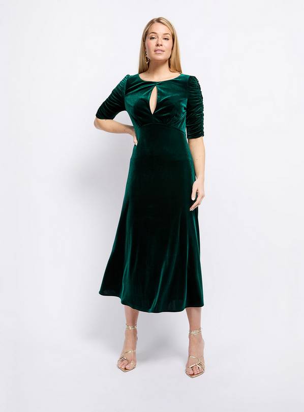 VOGUE WILLIAMS Green Velvet Midaxi Dress 14