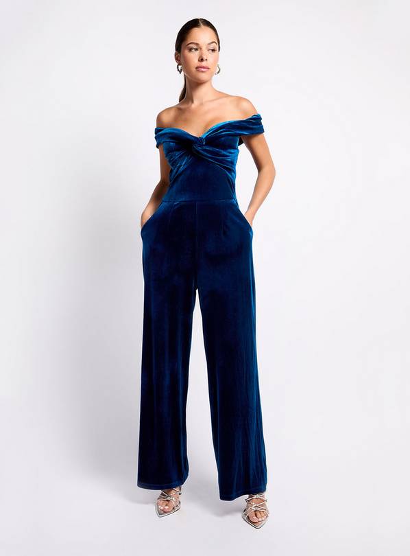 VOGUE WILLIAMS Petrol Velvet Jumpsuit 14